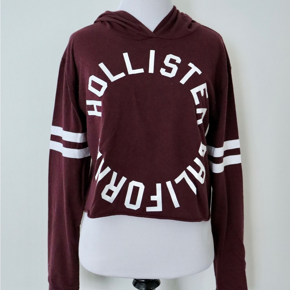 Womens Hollister Burgundy Cropped Hoodie